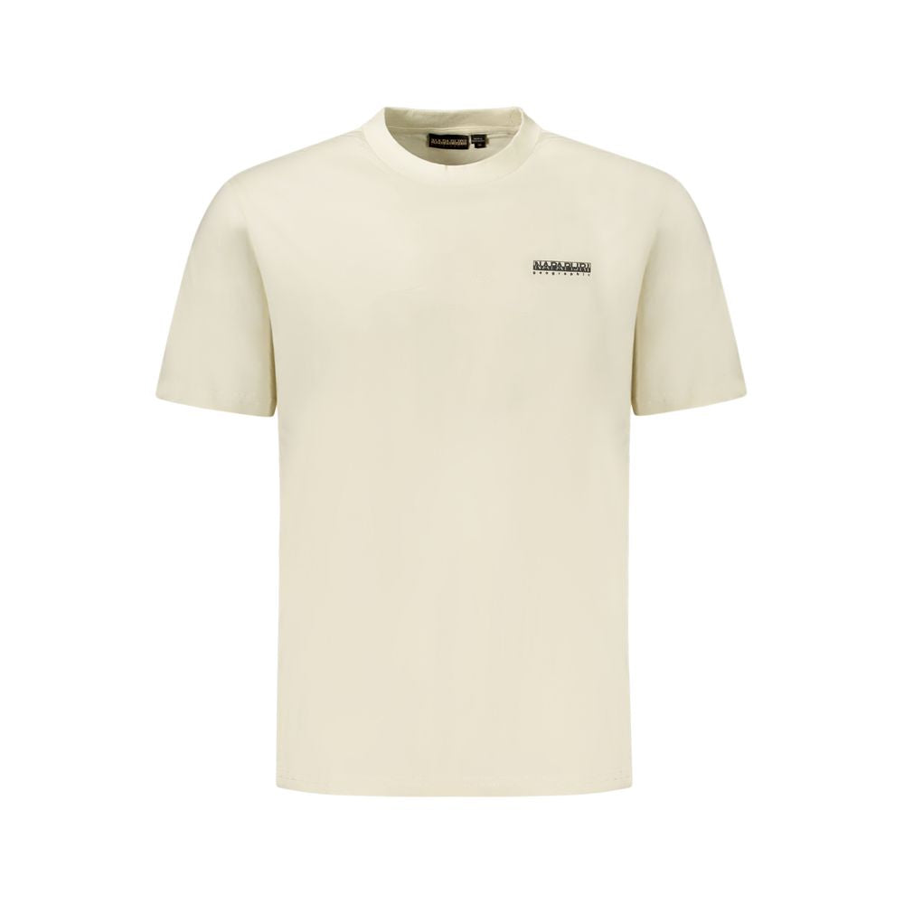 T-Shirt by Napapijri for men in cotton beige & print showcases a unassuming silhouette, artfully detailed with a refined crew neckline and unassuming for a sophisticated, contemporary look.