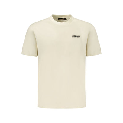 T-Shirt by Napapijri for men in cotton beige & print showcases a unassuming silhouette, artfully detailed with a refined crew neckline and unassuming for a sophisticated, contemporary look.
