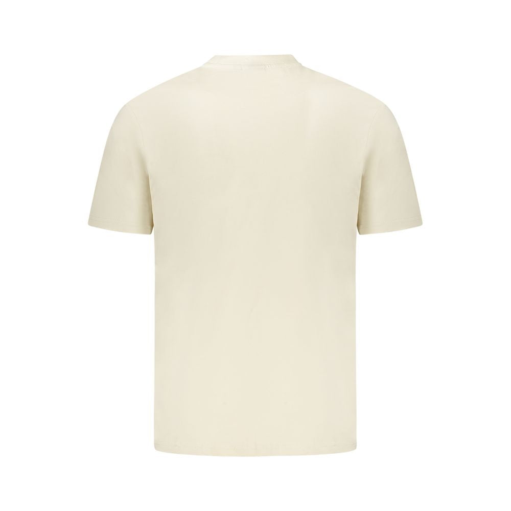 T-Shirt by Napapijri for men in cotton beige & print showcases a chic silhouette, artfully detailed with a chic crew neckline and for a chic finish.
