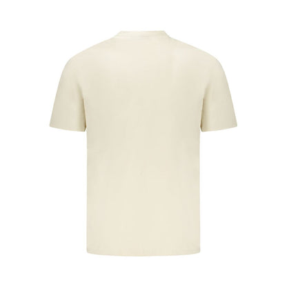 T-Shirt by Napapijri for men in cotton beige & print showcases a chic silhouette, artfully detailed with a chic crew neckline and for a chic finish.