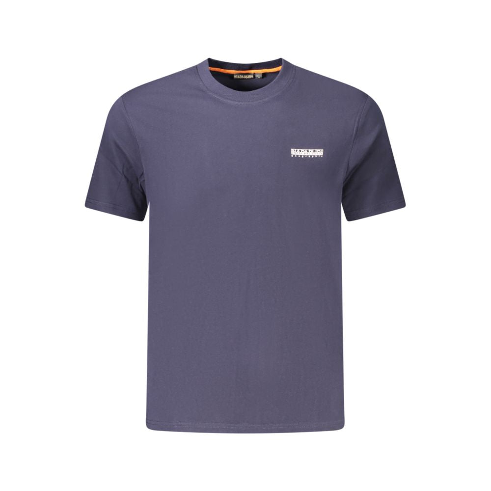 T-Shirt by Napapijri for men in cotton blue & print showcases a fashionable silhouette, elegantly detailed with a fashionable and crew neckline for a sophisticated, high-fashion look.