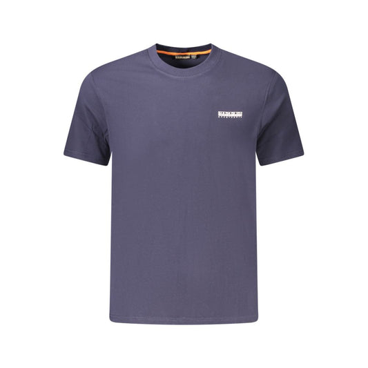 T-Shirt by Napapijri for men in cotton blue & print showcases a fashionable silhouette, elegantly detailed with a fashionable and crew neckline for a sophisticated, high-fashion look.