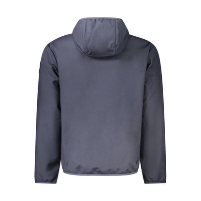 Hooded Windbreaker Jacket by Napapijri for men in polyester blue & print showcases a modern silhouette, integrating pockets, hooded & windproof and a modern hooded neckline for a sophisticated finish.