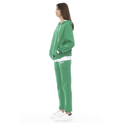 Hooded Track Jacket by Baldinini Trend for women in modal & cotton bicolour & green features a versatile silhouette, showcasing a versatile hooded neckline and detailed with performance-driven .