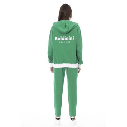 Hooded Track Jacket by Baldinini Trend for women in modal & cotton bicolour & green features a athletic silhouette with , refined detailing, and a athletic .