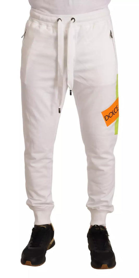 Jogger Sweatpants by Dolce & Gabbana for men in cotton white features an ergonomic and with a ergonomic long, showcasing innovative for a ergonomic look.