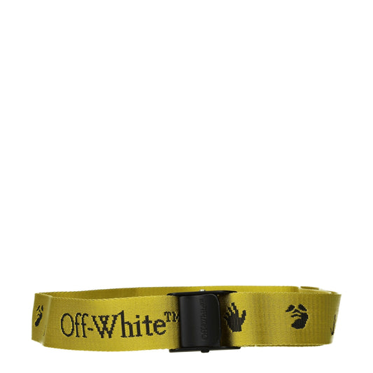 Belt by Off-White for women in fabric black, white & yellow features an artisanal finish, elegantly showcasing the signature style and artisanal craftsmanship of the Fabric Belt design.