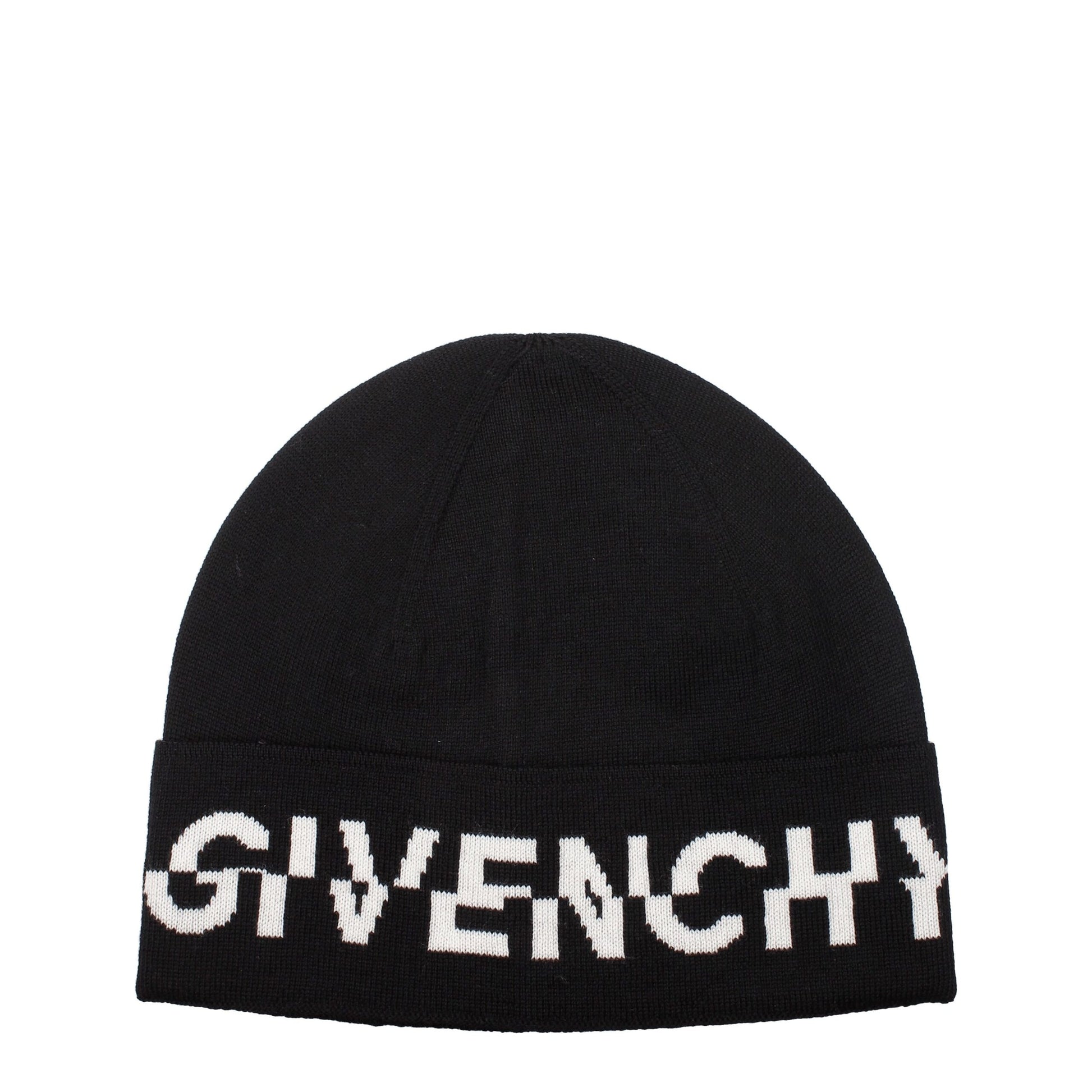 Beanie Hat by Givenchy for men in wool black & white features a refined silhouette, showcasing the refined design of the Wool Beanie Hat for a sophisticated look.