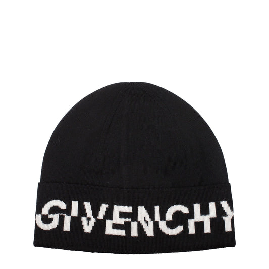 Beanie Hat by Givenchy for men in wool black & white features a refined silhouette, showcasing the refined design of the Wool Beanie Hat for a sophisticated look.