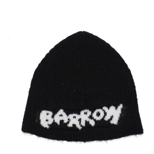 Beanie Hat by Barrow for men in marabou & mohair wool black presents a urban-chic silhouette, artfully capturing the essence of the urban-chic Marabou & Mohair Wool Beanie Hat design for a sophisticated look.