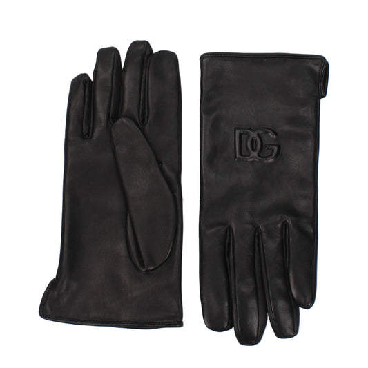 Gloves by Dolce & Gabbana for men in leather black presents a refined silhouette, showcasing the refined gloves design with functional for a premium look.