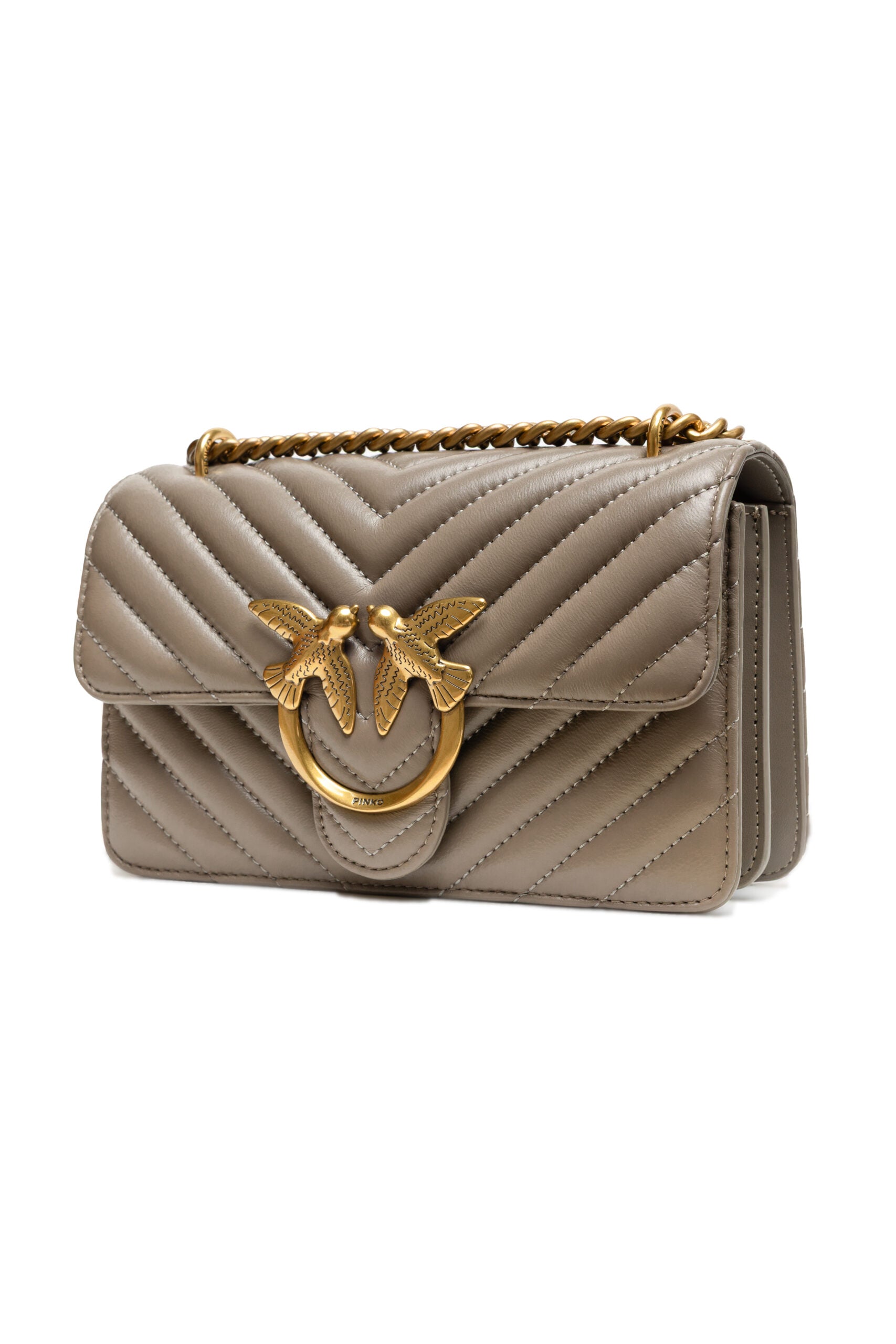 Shoulder Bag by PINKO for women in cotton & leather gray & chevron features a effortless chic silhouette with a secure zipper & buckle, ample built-in-compartments, and versatile shoulder-strap & adjustable-strap for a effortless chic finish.