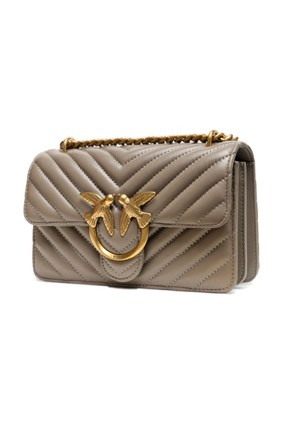 Shoulder Bag by PINKO for women in cotton & leather gray & chevron features a effortless chic silhouette with a secure zipper & buckle, ample built-in-compartments, and versatile shoulder-strap & adjustable-strap for a effortless chic finish.