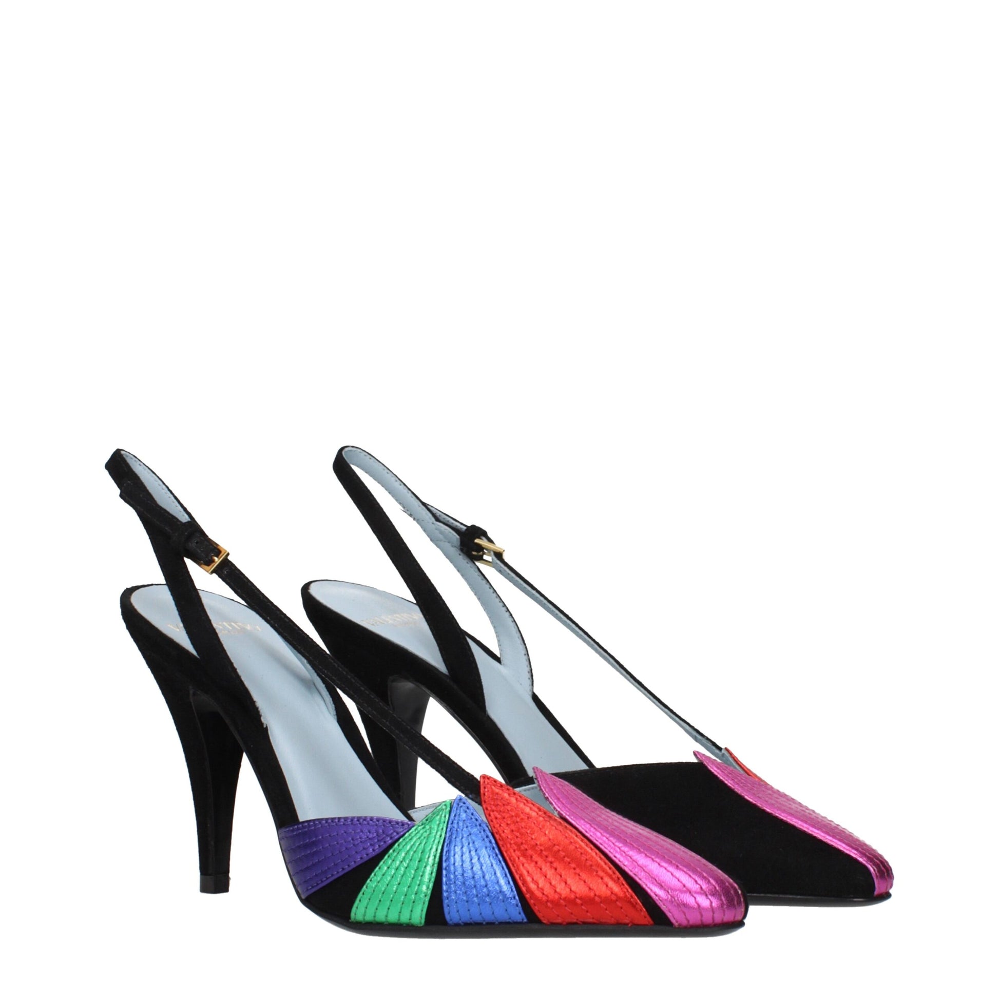 High-Heel Sandals Pumps Heels by Valentino Garavani for women in suede leather black features an captivating silhouette, showcasing the elegant Women's Suede Leather High-Heel Sandals Pumps Heels design with a high-heel and a sophisticated .