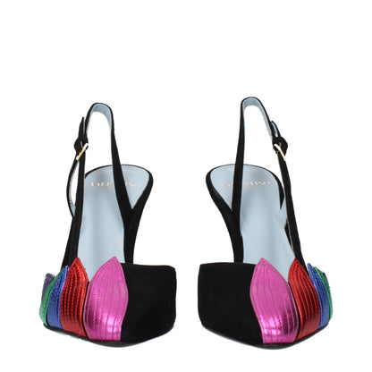 High-Heel Sandals Pumps Heels by Valentino Garavani for women in suede leather black showcases a exquisite silhouette, perfectly accentuating Women's Suede Leather High-Heel Sandals Pumps Heels with a exquisite high-heel and exquisite .