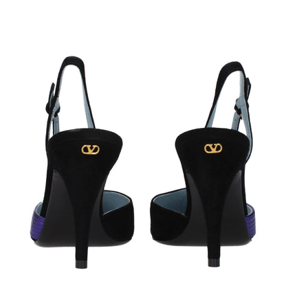 High-Heel Sandals Pumps Heels by Valentino Garavani for women in suede leather black features an effortlessly chic silhouette from the Women's Suede Leather High-Heel Sandals Pumps Heels collection, showcasing a high-heel and effortlessly chic for a effortlessly chic look.