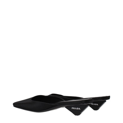 Prada Women's Satin Flat Sandals - Black