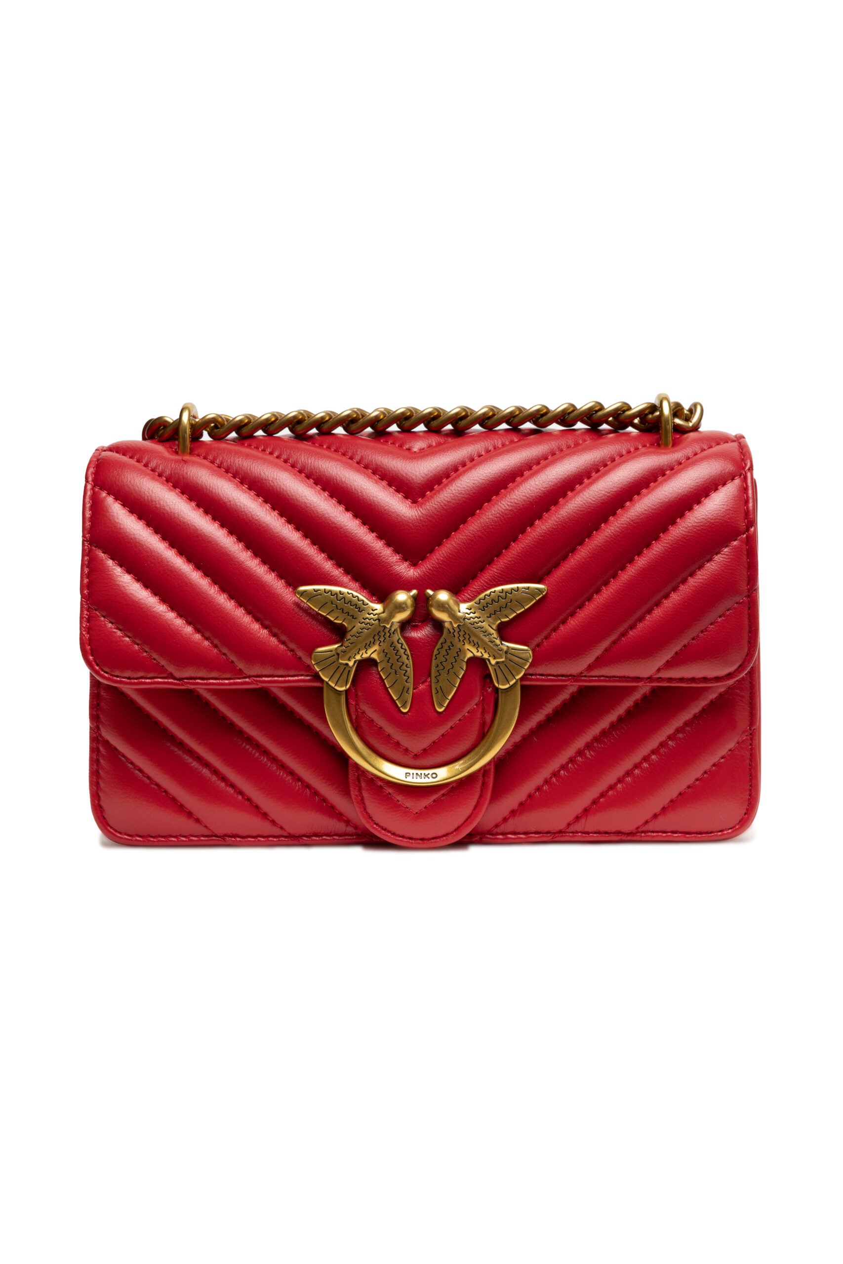 Shoulder Bag by PINKO for women in cotton & leather red & chevron features a effortless chic silhouette with a secure zipper & buckle, ample built-in-compartments, and versatile shoulder-strap & adjustable-strap for a effortless chic finish.