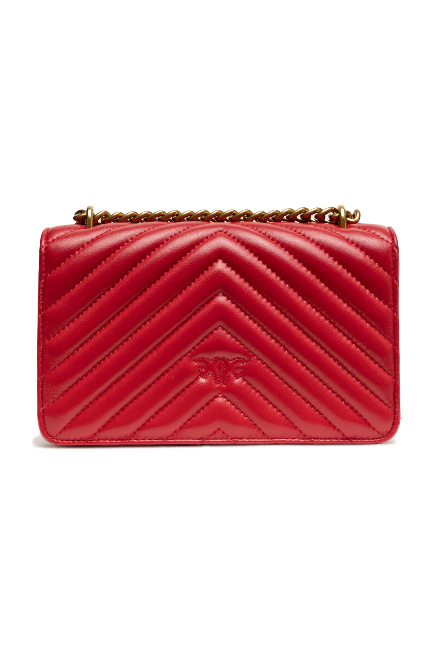 Shoulder Bag by PINKO for women in cotton & leather red & chevron features an effortlessly chic silhouette with a secure zipper & buckle, ample built-in-compartments, and versatile shoulder-strap & adjustable-strap for effortlessly chic everyday luxury.