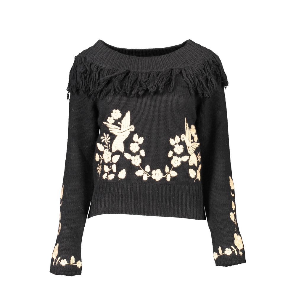 Sweatshirt by Blugirl for women in wool black features a unrivaled silhouette with a refined high-collar neckline and unrivaled long-sleeve detailing for a sophisticated look.