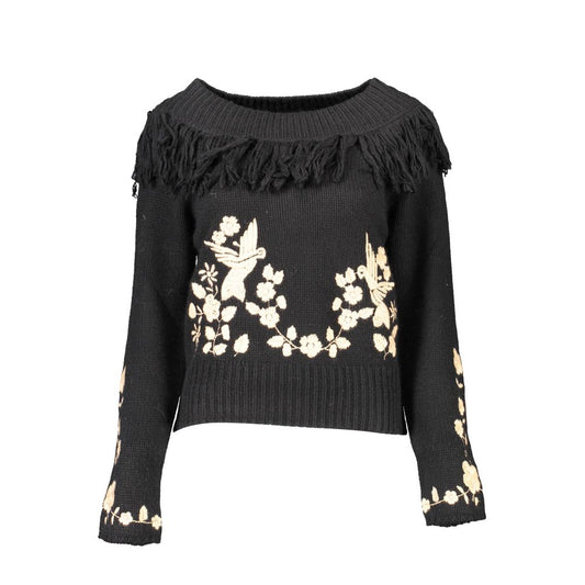 Sweatshirt by Blugirl for women in wool black features a unrivaled silhouette with a refined high-collar neckline and unrivaled long-sleeve detailing for a sophisticated look.