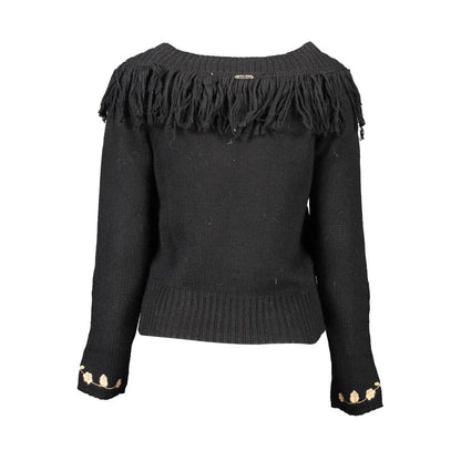 Sweatshirt by Blugirl for women in wool black features an provocated silhouette, detailed with a provocated and a refined high-collar neckline for a sophisticated aesthetic.