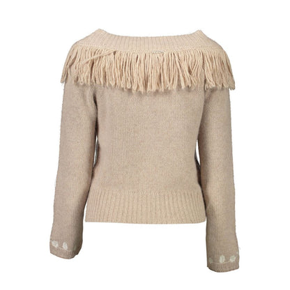 Sweatshirt by Blugirl for women in wool beige features an enviable silhouette, showcasing a premium and refined high-collar neckline for a truly enviable finish.