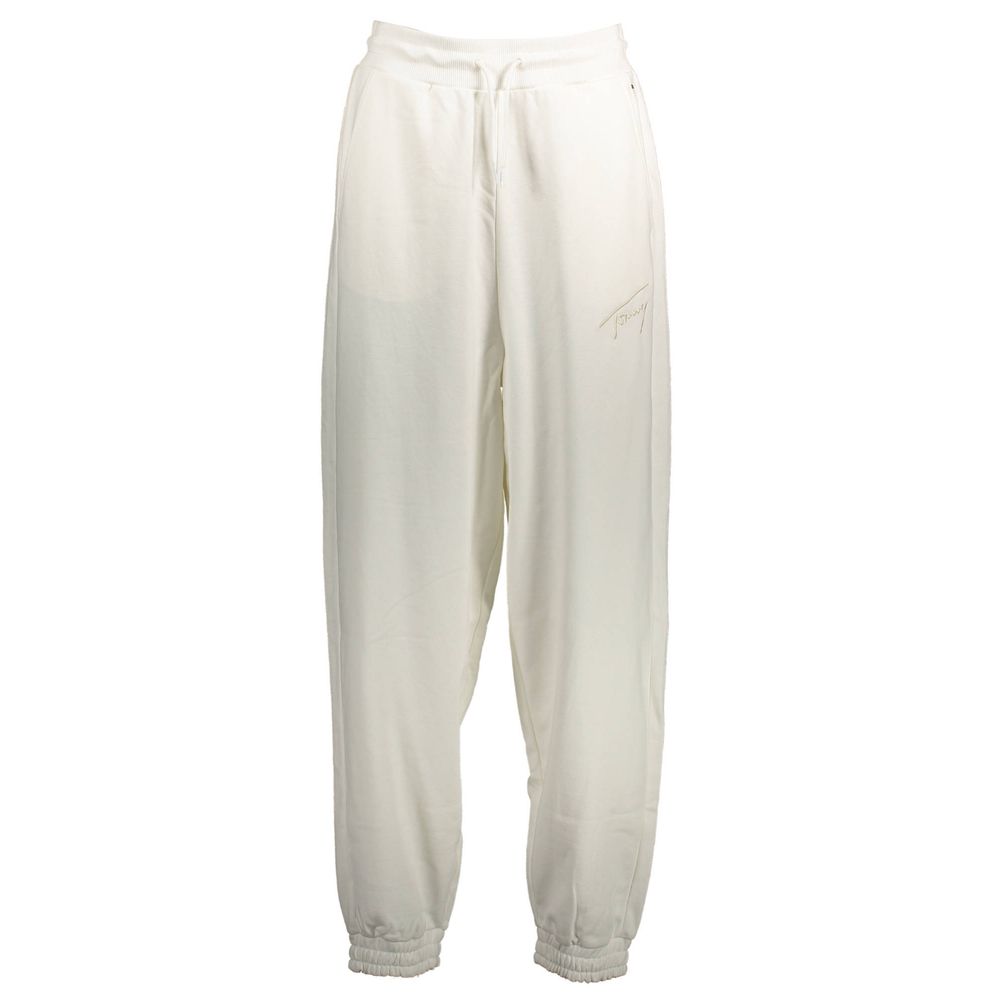 Pants by Tommy Hilfiger for women in cotton white features an on trend silhouette with a and cut in an elegant long for a sophisticated look.