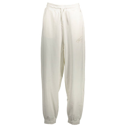 Pants by Tommy Hilfiger for women in cotton white features an on trend silhouette with a and cut in an elegant long for a sophisticated look.