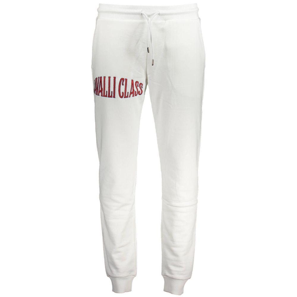 This Activewear by Cavalli Class for men in cotton white features a dynamic silhouette, showcasing the signature style of the Men's Cotton Activewear and functional adjustable-waistband.