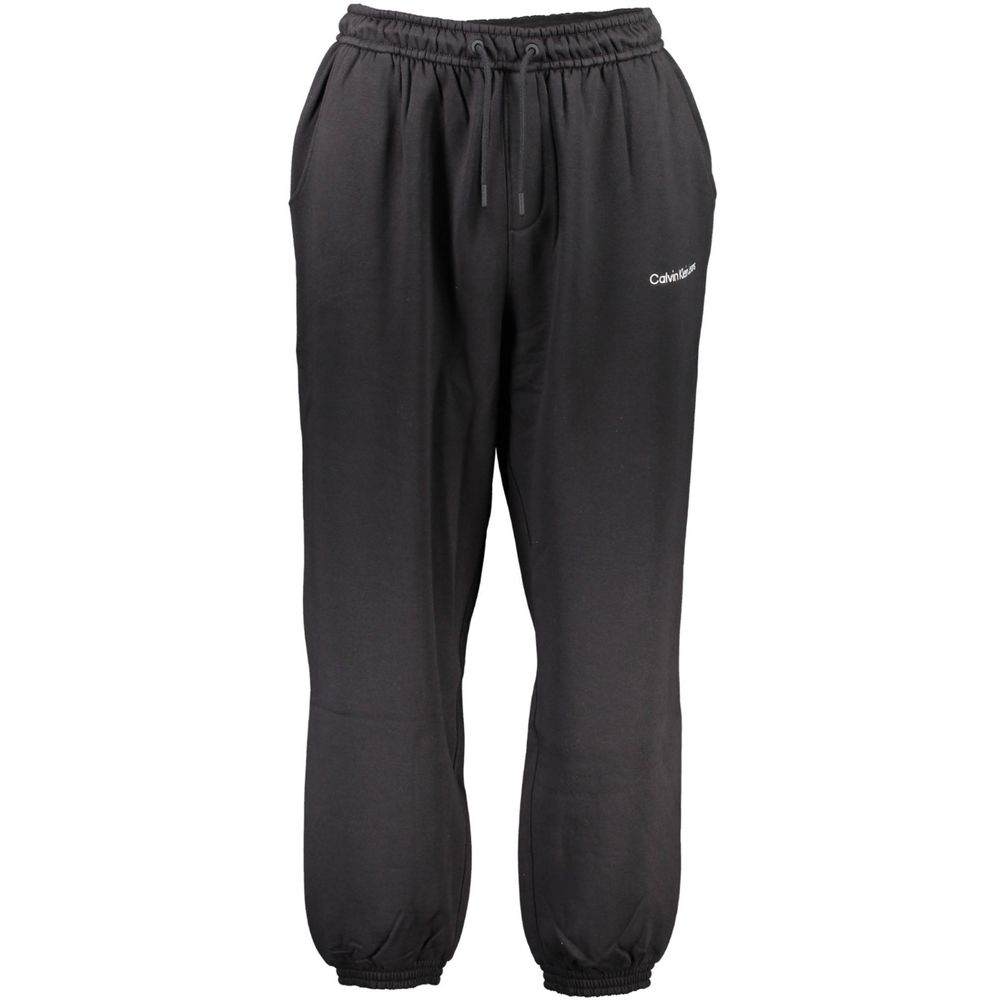 Joggers by Calvin Klein for men in cotton black presents a tailored silhouette, showcasing a tailored and long cut with a refined for a truly tailored aesthetic.