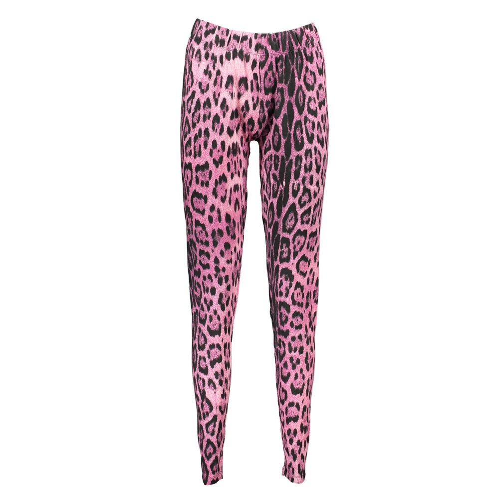 Activewear Leggings by Cavalli Class for women in cotton pink, patterned & print features a sporty leggings with a and long, showcasing a sporty silhouette enhanced by innovative adjustable-waistband.