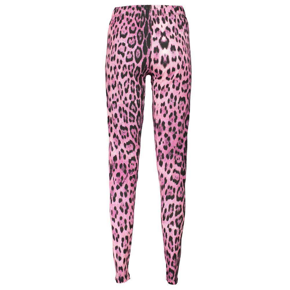 Activewear Leggings by Cavalli Class for women in cotton pink, patterned & print features an dynamic leggings with long and , showcasing functional adjustable-waistband.