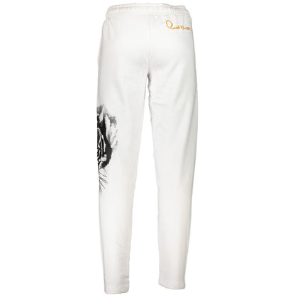 Joggers by Cavalli Class for men in cotton white & print presents a refined pantology silhouette, artfully defined by a refined pantology , long, and a sophisticated .