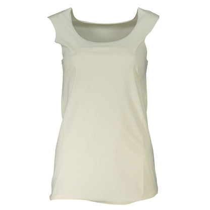 Tank Top by Patrizia Pepe for women in elastane white showcases a meticulous silhouette, artfully finished with a meticulous wide-neck neckline and sleeveless for a sophisticated, meticulous look.