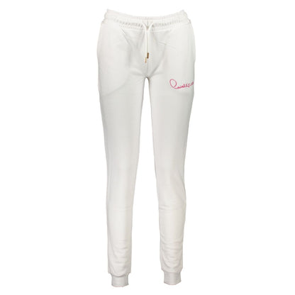 Trousers by Cavalli Class for women in cotton white features an sartorial silhouette, showcasing a precise athletic and long with a sartorial for a refined look.