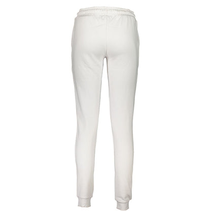 Trousers by Cavalli Class for women in cotton white features a artisanal silhouette, showcasing a sophisticated athletic with a long and for a artisanal finish.