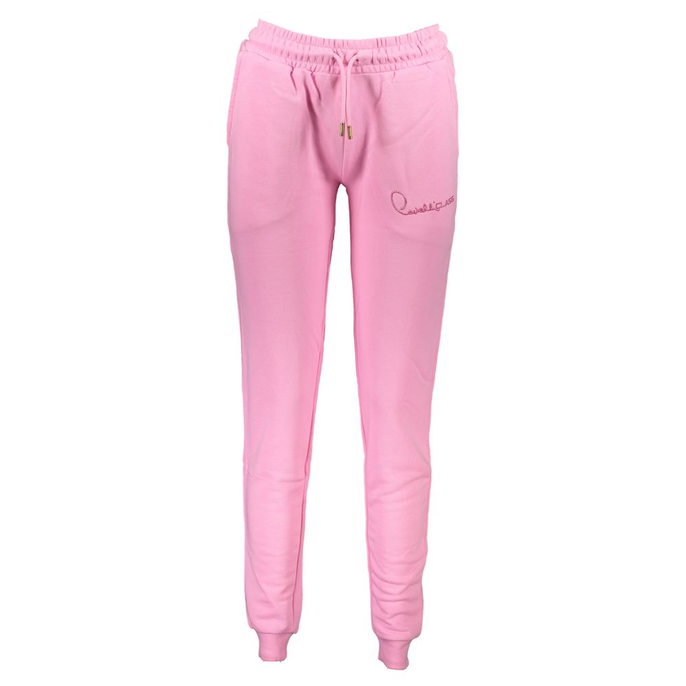 Joggers by Cavalli Class for women in cotton pink features a polished silhouette with a polished athletic, reaching a polished long and finished with a polished .