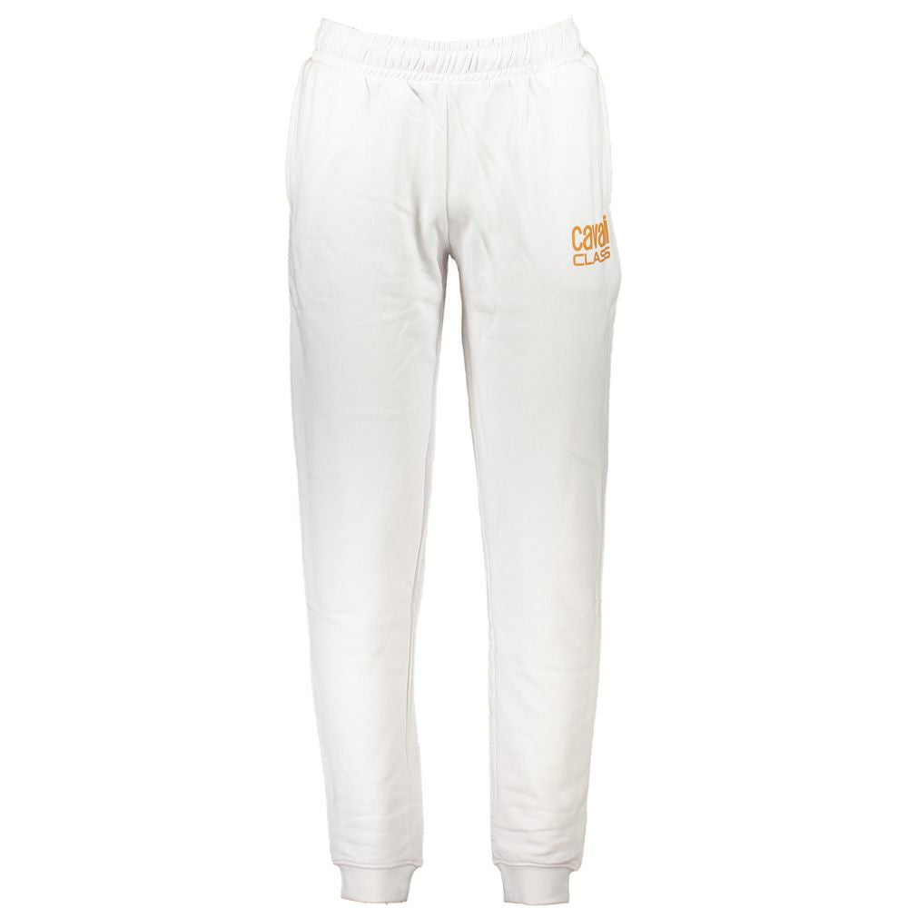 Joggers by Cavalli Class for men in cotton white & print features a refined silhouette with a refined , defined by a and a refined long for a refined finish.