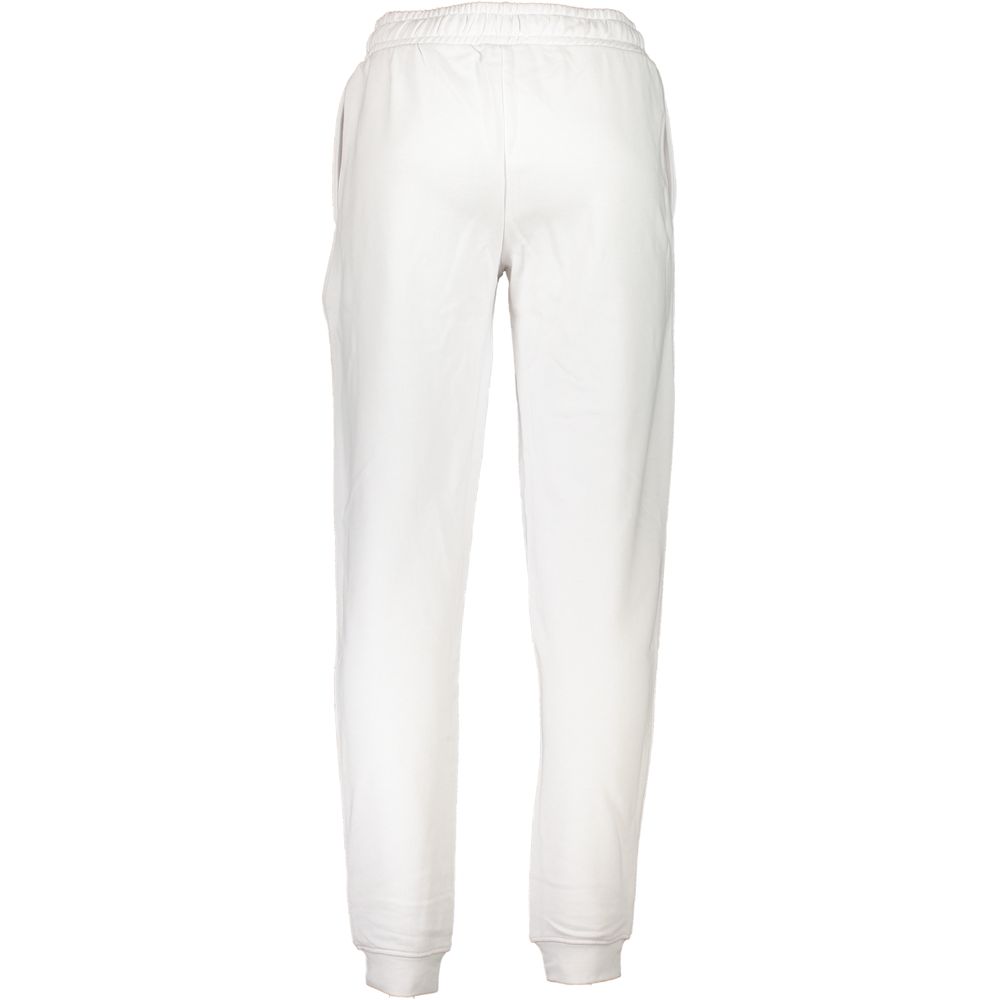 Joggers by Cavalli Class for men in cotton white & print presents a tailored silhouette, showcasing a tailored and long cut with a refined for a truly tailored aesthetic.