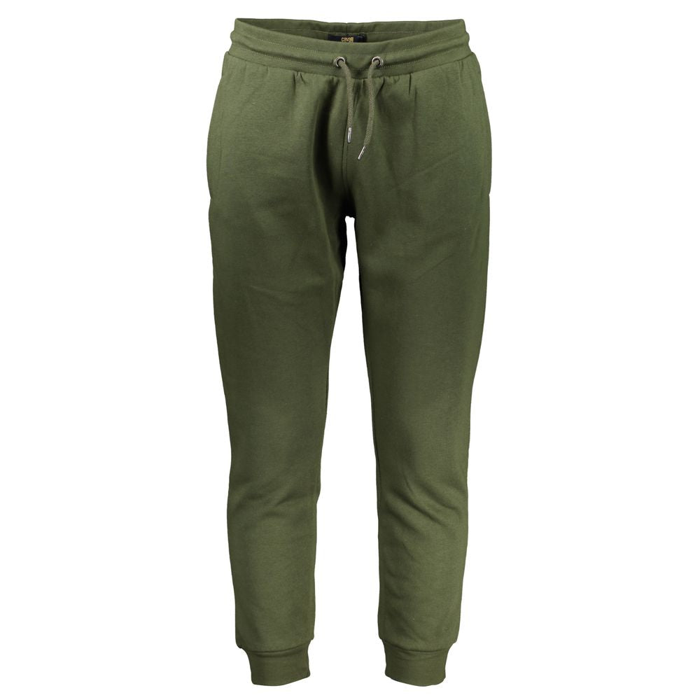 Joggers by Cavalli Class for men in cotton green features a polished silhouette with a polished athletic, reaching a polished long and finished with a polished .