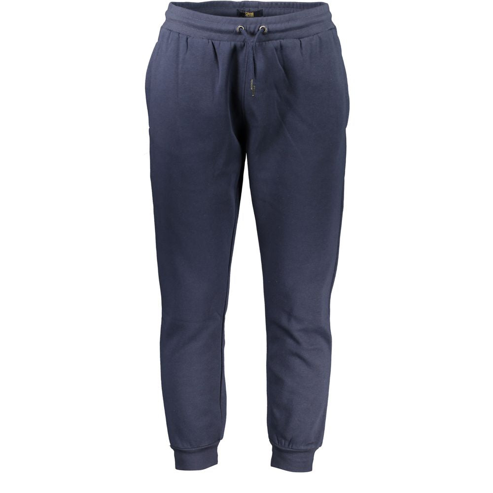 Joggers by Cavalli Class for men in cotton blue features an sartorial athletic and long with a cut for a sartorial finish.