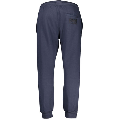 Joggers by Cavalli Class for men in cotton blue features a polished silhouette with a polished athletic, reaching a polished long and finished with a polished .