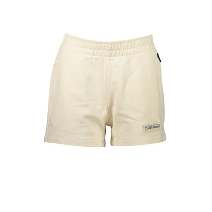 Activewear Shorts by Napapijri for women in cotton beige features an ergonomic with adjustable-waistband, highlighting a ergonomic and short for a premium, high-performance look.
