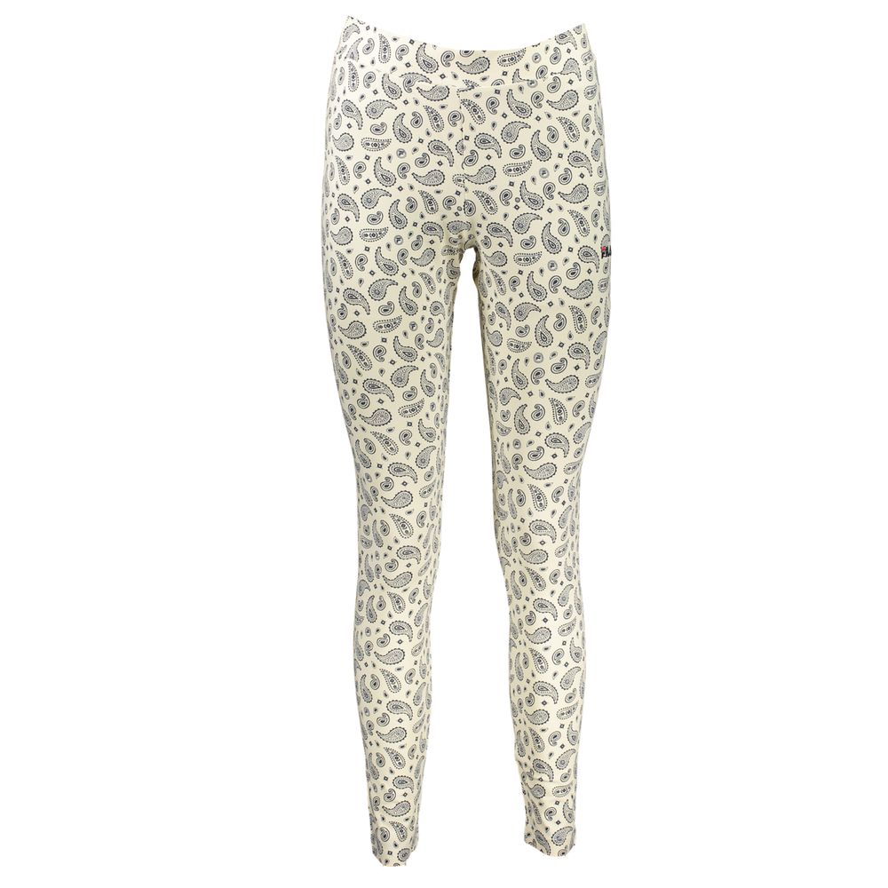 Activewear Leggings by Fila for women in cotton white & patterned features an dynamic leggings with long and , showcasing functional adjustable-waistband.