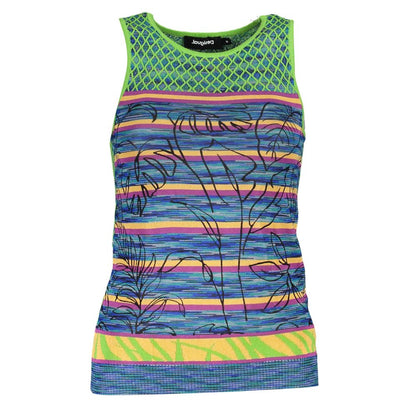 Tank Top by Desigual for women in polyester & viscose azzurro & green showcases a sumptuous silhouette, artfully detailed with a sumptuous and sleeveless for a truly sumptuous finish.