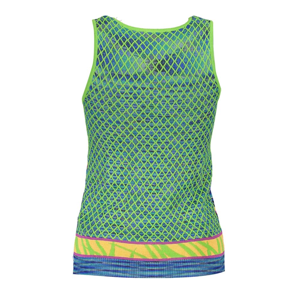 Tank Top by Desigual for women in polyester & viscose azzurro & green showcases a meticulous silhouette, artfully finished with a meticulous and for a sophisticated, meticulous look.