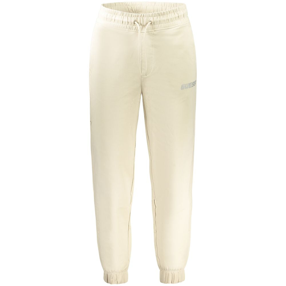 Joggers by Guess Jeans for men in cotton beige & print features an refined tailoring silhouette, showcasing a premium athletic with a and long cut for a refined tailoring look.