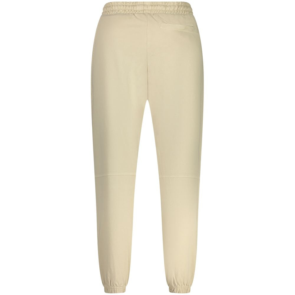 Joggers by Hugo Boss for men in cotton beige presents a tailored silhouette, showcasing a tailored and long cut with a refined for a truly tailored aesthetic.