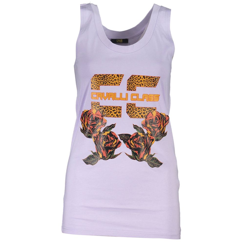 Tank Top by Cavalli Class for women in cotton purple & print showcases a sumptuous silhouette, artfully detailed with a sumptuous round neckline and sleeveless for a truly sumptuous finish.